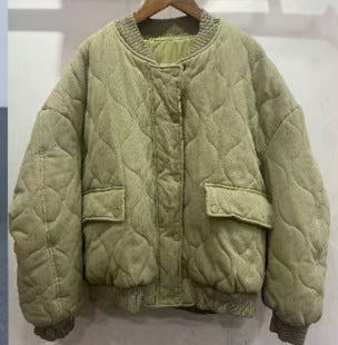 Damen 80+ gesteppte Oversize‑Blousonjacke mit Rundkragen und Druckknopf Nord Taschen