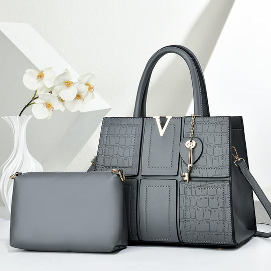 Damen Handtasche mit eleganter Kroko-Prägung und abnehmbarer Kosmetiktasche Nord Taschen