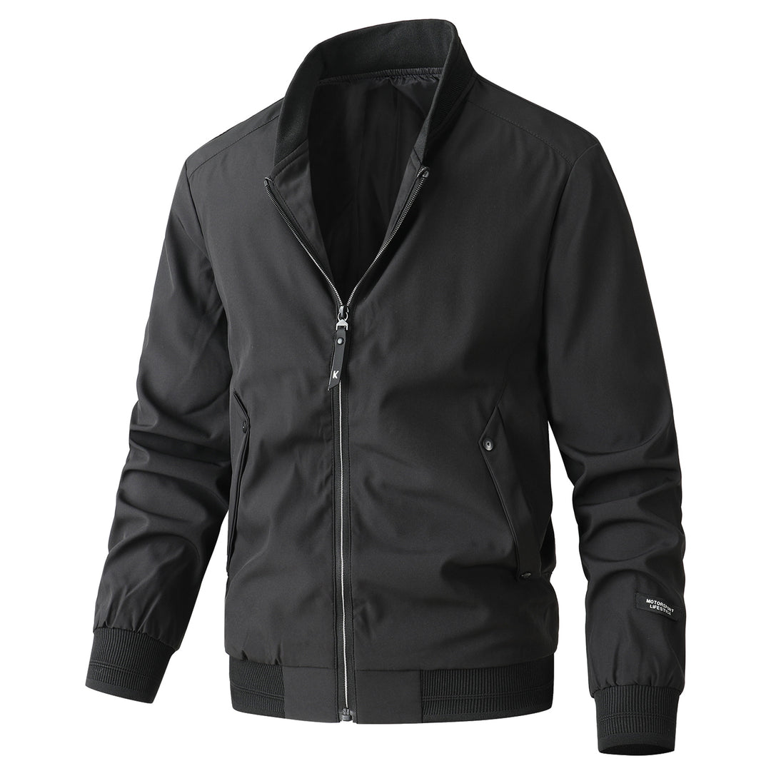 Herren Minimalistische Bomberjacke aus technischem Nylon mit Stehkragen und Rippbündchen Nord Taschen