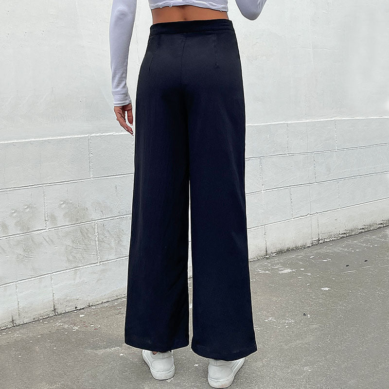 Damen Hochtaillierte Wide‑Leg‑Hose mit maritim inspirierter Zierknopfleiste Nord Taschen