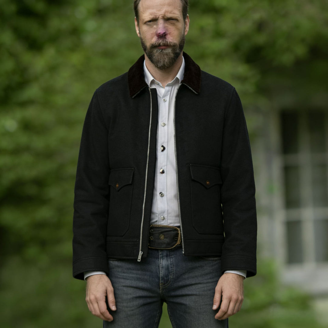 Herren robuste Canvas-Fieldjacke mit Cordkragen und aufgesetzten Pattentaschen Nord Taschen
