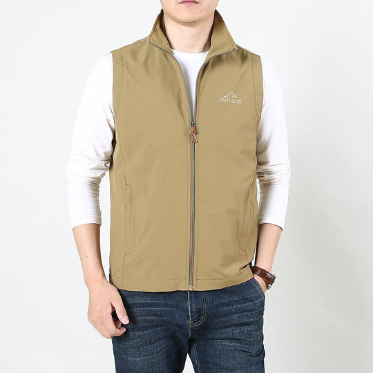 Herren Leichte windabweisende Outdoor-Weste mit Stehkragen und durchgehendem Reißverschluss Nord Taschen