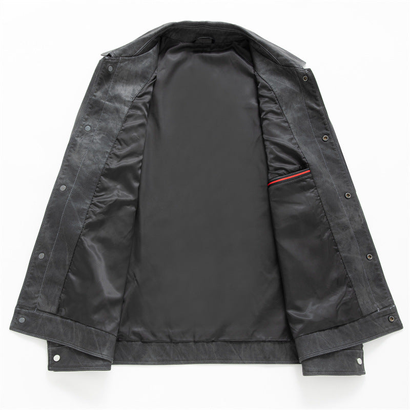 Herren Velourslederoptik-Truckerjacke mit Hemdkragen und Pattentaschen Nord Taschen