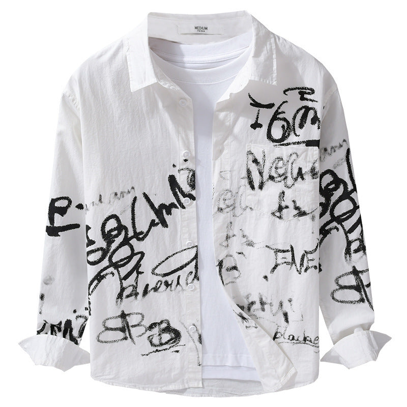 Herren Lässiges Overshirt mit grafischem Scribble-Print und Brusttasche Nord Taschen