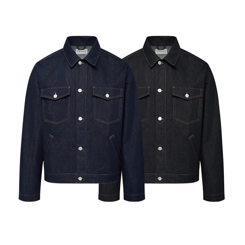 Unisex Zeitlose Boxy-Denimjacke im Worker-Look mit Pattentaschen und Metallknopfleiste Nord Taschen