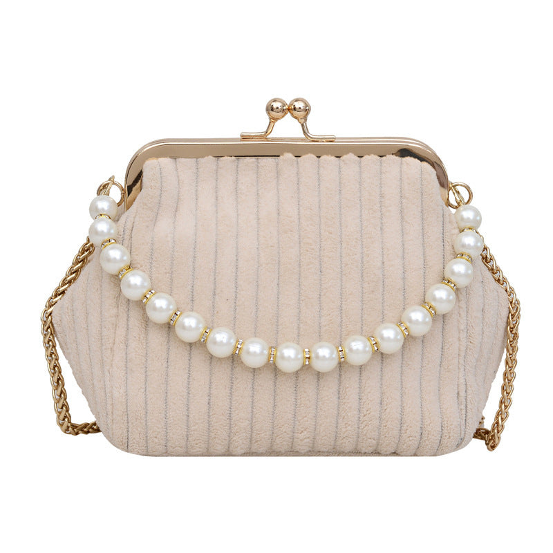 Damen elegante Clutch mit Perlenkette Nord Taschen