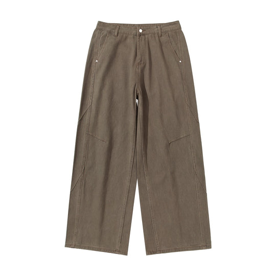 Damen Weite Bundfaltenhose im Utility‑Cargo‑Stil mit hoher Taille und markanten Teilnähten Nord Taschen