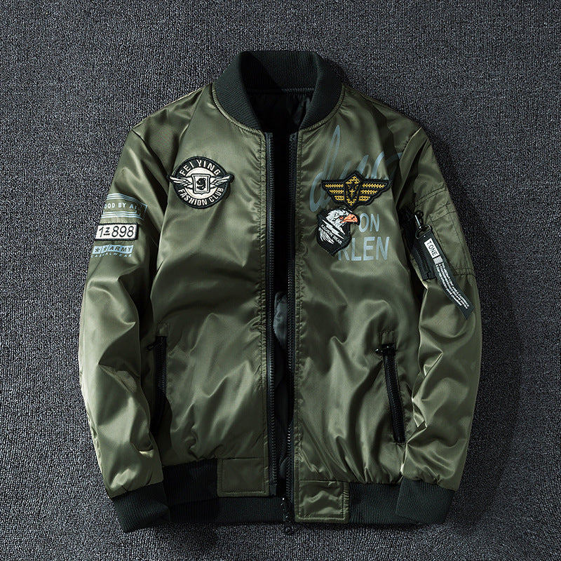 Herren Pilotenbomberjacke im Aviator-Look mit Badge-Applikationen, Ärmeltasche und gerippten Bündchen Nord Taschen
