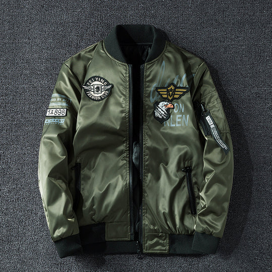 Herren Pilotenbomberjacke im Aviator-Look mit Badge-Applikationen, Ärmeltasche und gerippten Bündchen Nord Taschen