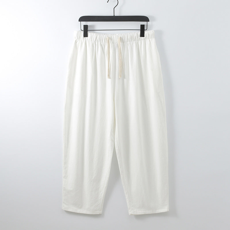 Unisex Leichte Baumwoll-Leinen Freizeithose mit elastischem Bund und Tunnelzug Nord Taschen