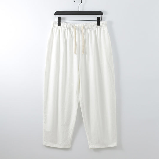 Unisex Leichte Baumwoll-Leinen Freizeithose mit elastischem Bund und Tunnelzug Nord Taschen