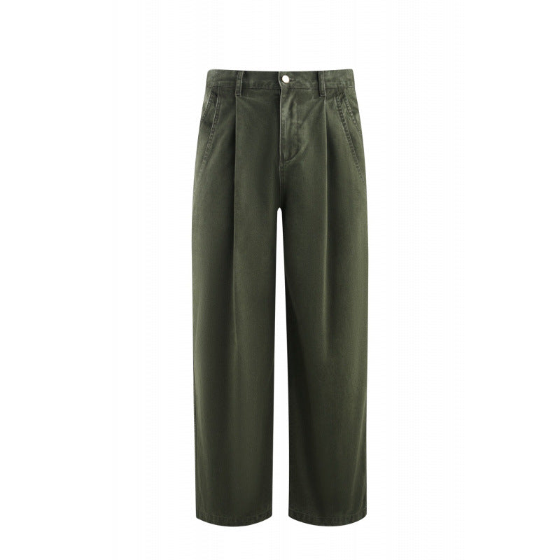 Damen Hochtaillierte Culotte-Hose mit weitem Bein, Bundfalten und soften Denimgriff Nord Taschen