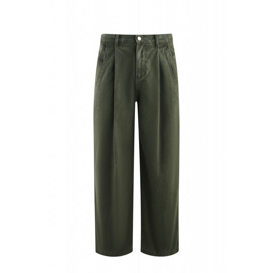 Damen Hochtaillierte Culotte-Hose mit weitem Bein, Bundfalten und soften Denimgriff Nord Taschen