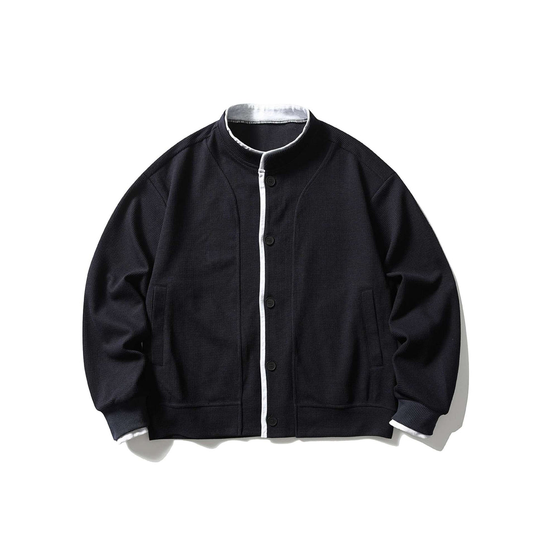 Unisex Kurz geschnittene Boxy‑Blousonjacke mit Waffelstruktur, Stehkragen und kontrastpaspel Nord Taschen