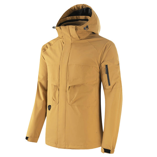 Herren Wasserdichte Softshell-Outdoorjacke mit verschweißten Nähten, taktischen Brusttaschen und verstellbarer Kapuze Nord Taschen