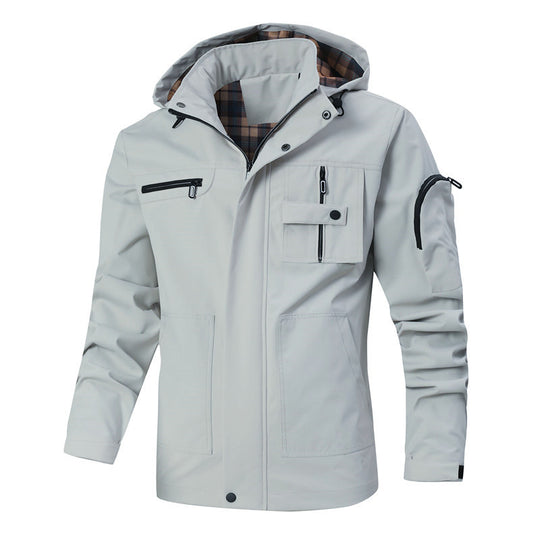 Herren Outdoor-Parka mit karierter Innenfütterung, Kapuze und Multifunktionstaschen Nord Taschen