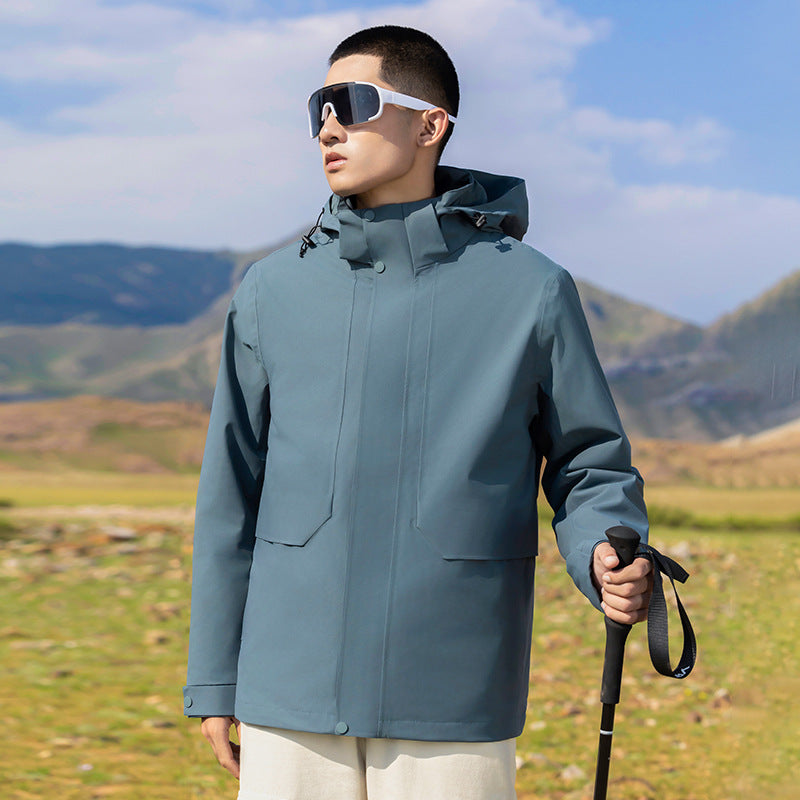 Herren Leichter wasserdichter Parka mit verstellbarer Kapuze und verdecktem Reißverschluss Nord Taschen