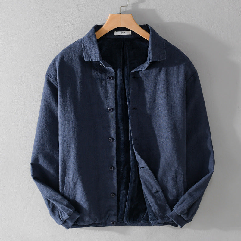 Herren Gefütterte Overshirt-Jacke aus Leinen-Mix Nord Taschen