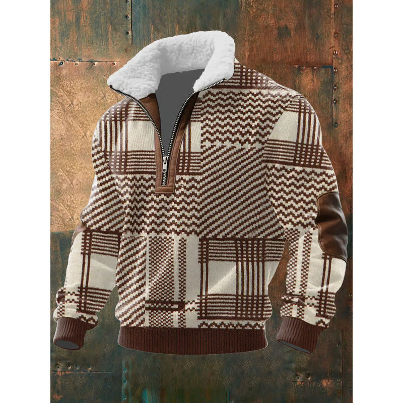 Herren Urbaner Fleece Pullover mit Baum-Motiv Nord Taschen