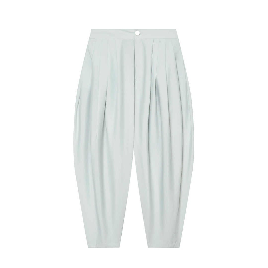 Damen Hochtaillierte plissierte Haremhose mit Kellerfalten und konischem Bein Nord Taschen