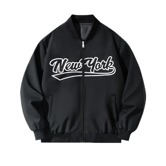 Herren Bomberjacke im College-Stil mit Script-Frontprint und Rippbündchen Nord Taschen