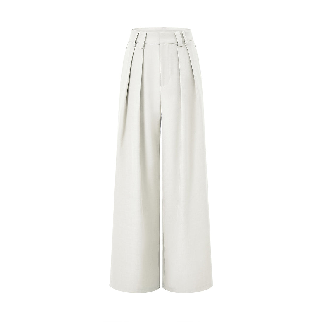Damen Hochgeschnittene Palazzo-Hose mit Kellerfalten und weitem Bein Nord Taschen