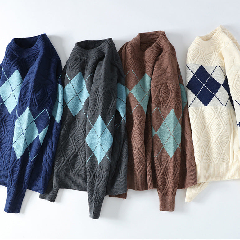 Herren Strickpullover mit diamantförmigem Muster Nord Taschen