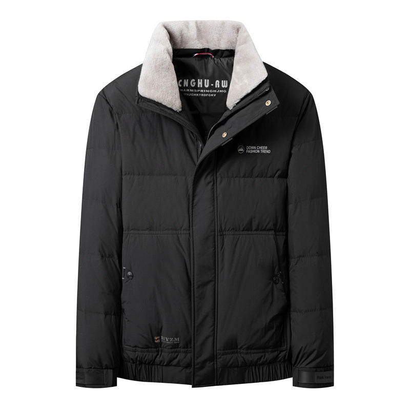 Herren Kurze Steppjacke mit hohem Kunstfellkragen, wasserabweisender Außenhülle und Thermoisolierung Nord Taschen