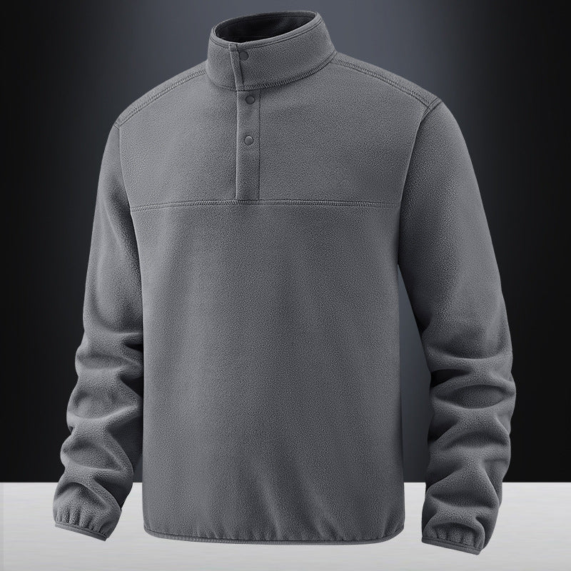 Herren Fleece-Pullover mit Stehkragen und Druckknopf-Leiste für wärmende Zwischenschicht Nord Taschen