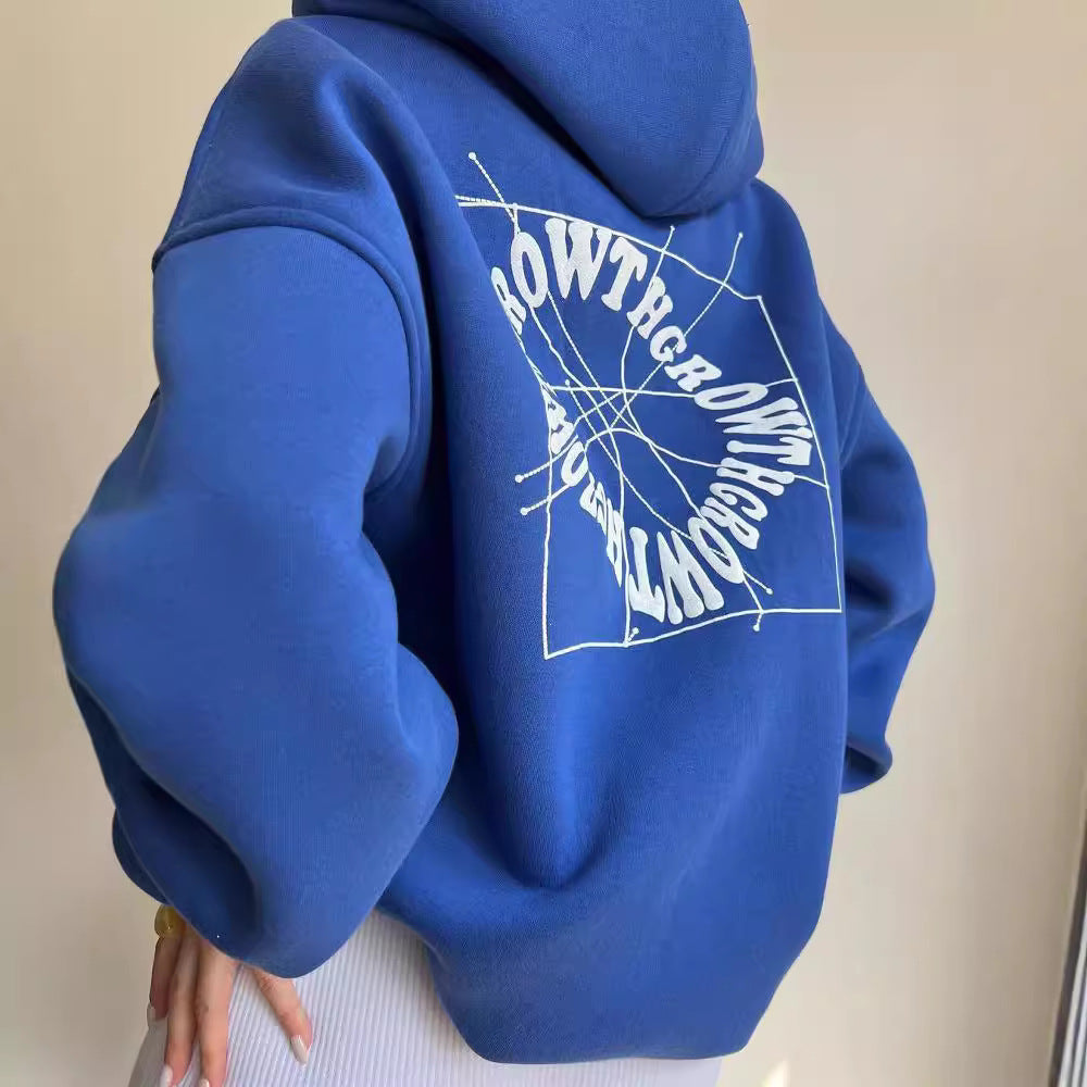Damen Oversize Kapuzenpullover mit Grafikprint auf dem Rücken Nord Taschen