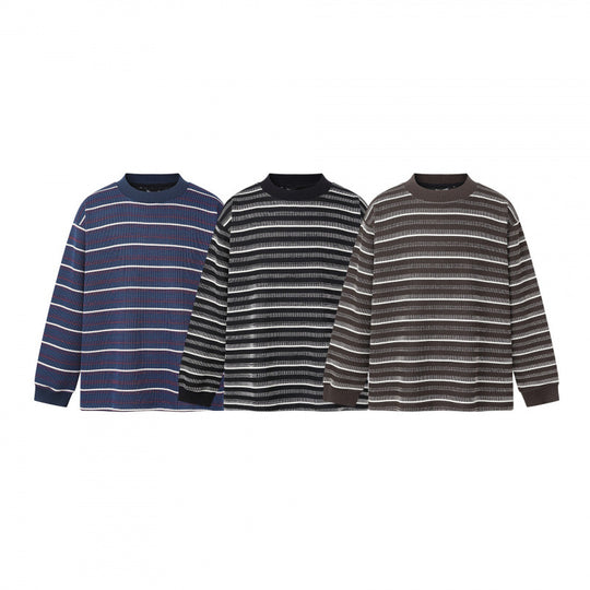Unisex Feinstrickpullover im Boxy-Schnitt mit Rundhals und maritimen Streifen Nord Taschen