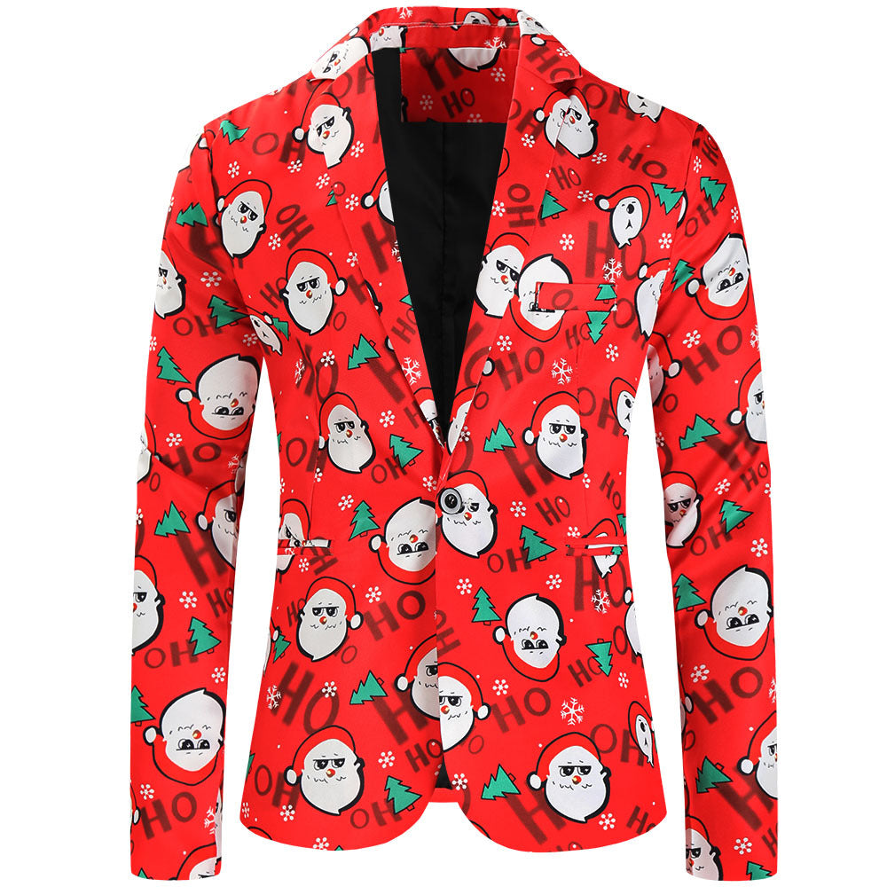 Damen Weihnachtliches Slim-Fit-Sakko mit Allover Rentier- und Tannenbaum-Print Nord Taschen
