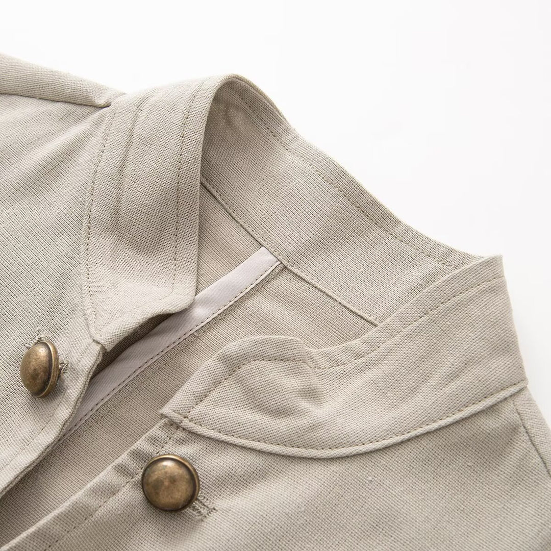 Damen Taillierter Stehkragen-Blazer mit dekorativen Metallknöpfen Nord Taschen