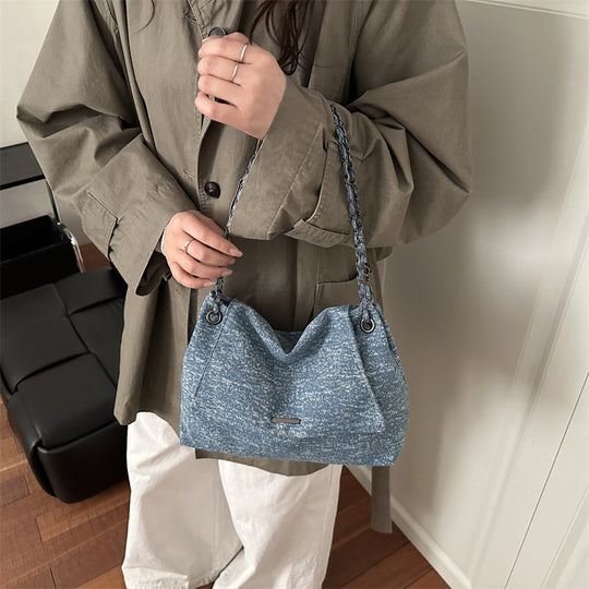 Damen praktische Handtasche mit geflochtenem Trageriemen Nord Taschen