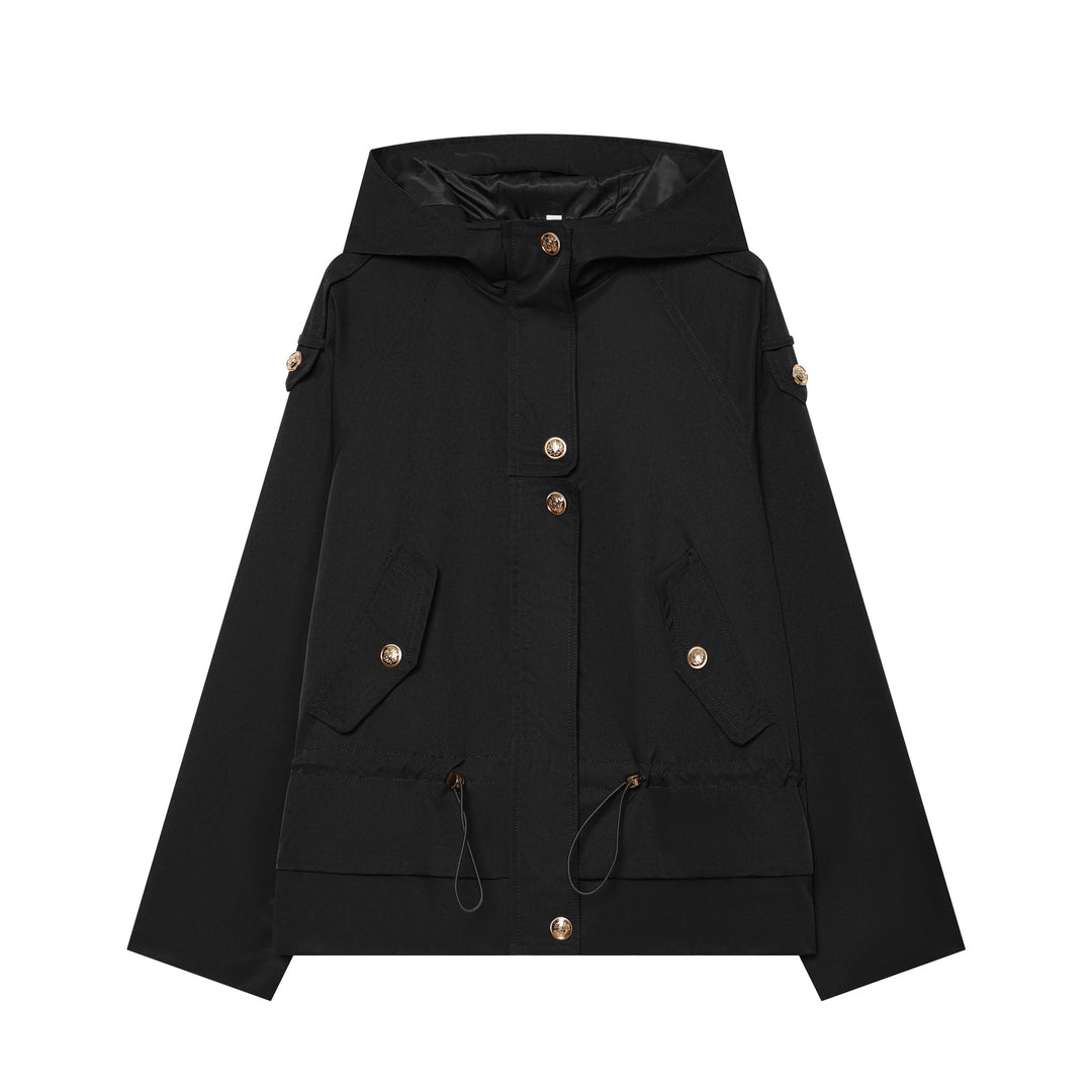 Damen leichter taillierbarer Kapuzen‑Parka mit Tunnelzug, Pattentaschen und Knopfleiste Nord Taschen