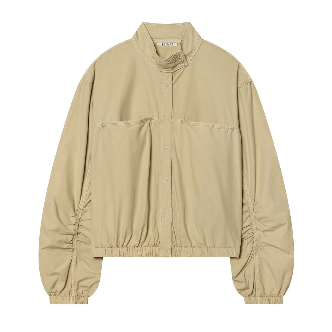 Damen Cropped-Boxy-Utility-Blouson mit Stehkragen und gerafften Ärmeln Nord Taschen