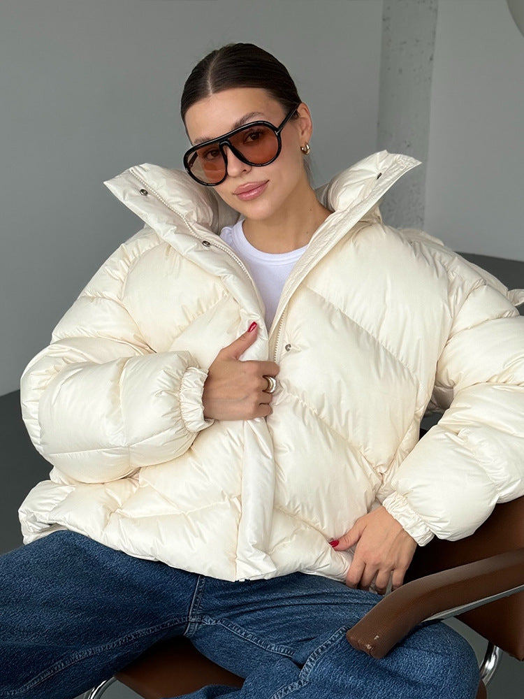 Damen Kurz-Pufferjacke mit Thermofüllung, Oversize-Kapuze & verdecktem Zweiwege-Reißverschluss Nord Taschen