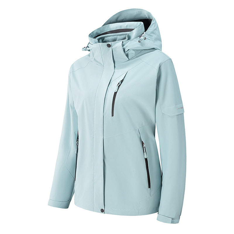 Herren wasserdichte dreilagige Softshell-Outdoorjacke mit verstellbarer Kapuze und verschweißten Reißverschlüssen Nord Taschen