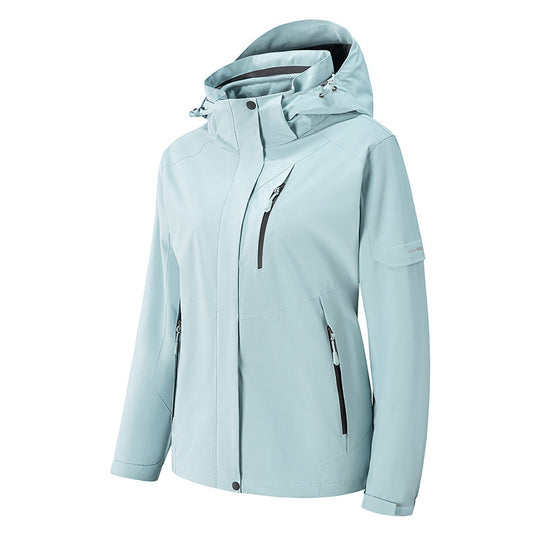 Herren wasserdichte dreilagige Softshell-Outdoorjacke mit verstellbarer Kapuze und verschweißten Reißverschlüssen Nord Taschen
