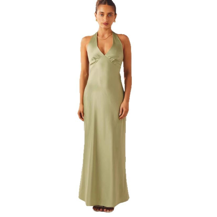 Damen Elegantes ärmelloses Hochzeitskleid mit Taillierungsband und fließendem Stoff