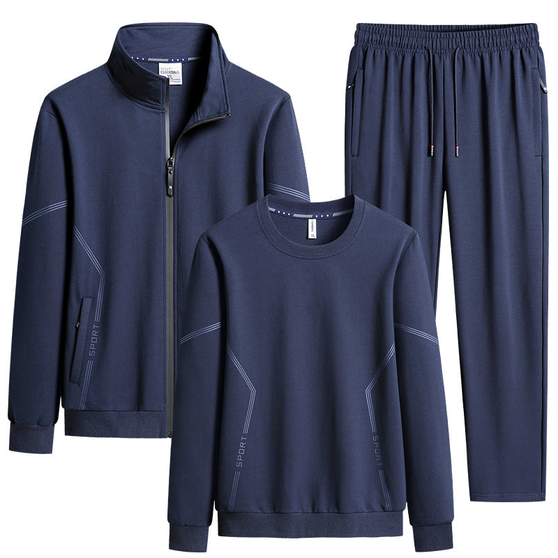 Herren Dreiteiliges Performance-Trainingsset mit Stehkragen-Zipjacke, Rundhals-Sweater & tapered Jogginghose Nord Taschen