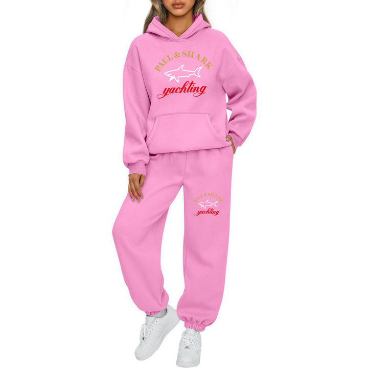 Damen oversized Hoodie und Jogginghose Set mit Kapuze Kängurutasche und gerippten Bündchen Nord Taschen