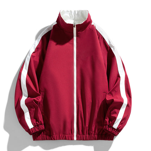 Damen Leichte Oversize-Trainingsjacke mit Stehkragen, Kontraststreifen und elastischem Saum Nord Taschen