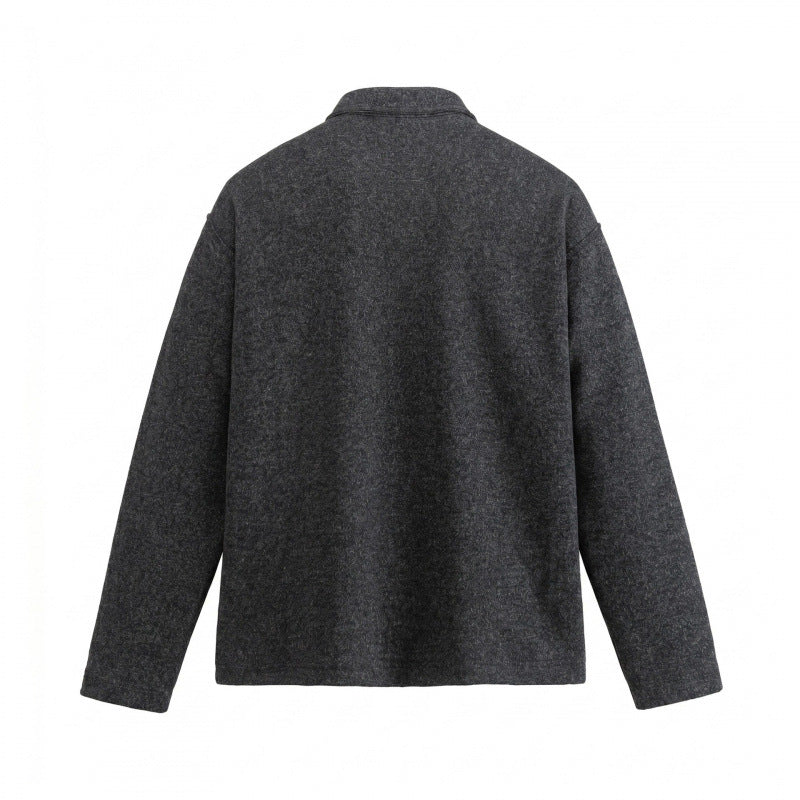 Unisex Boxy-Polo-Pullover aus Wollmix mit Henley-Knopfleiste und geradem Saum Nord Taschen