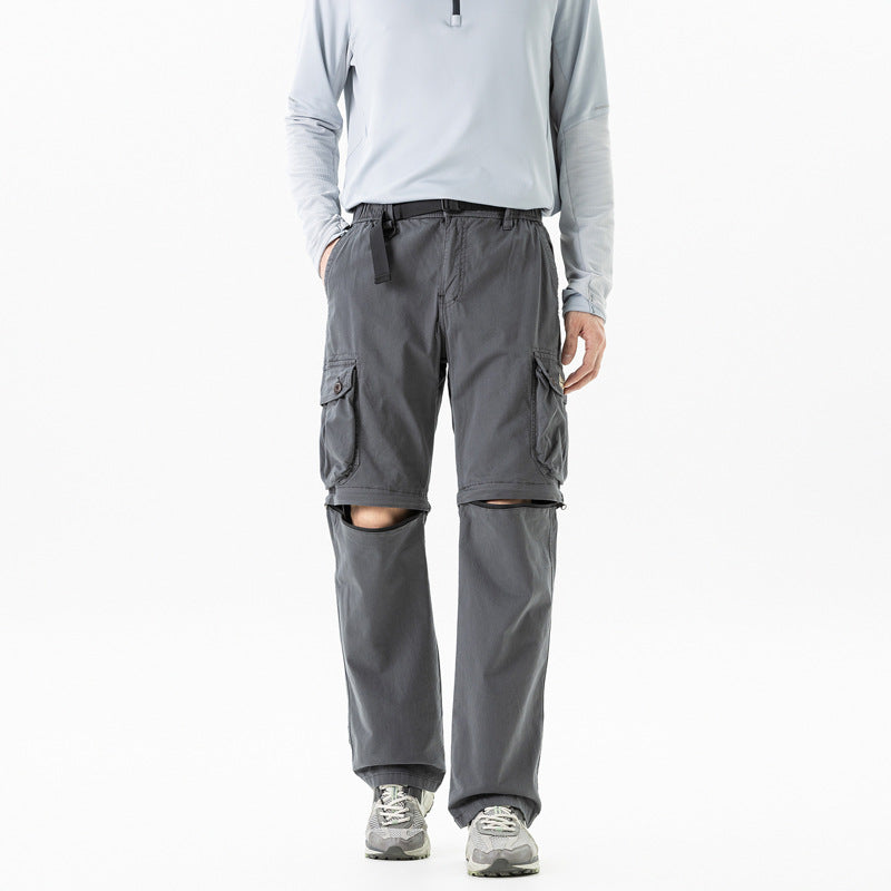 Herren Abnehmbare Cargo-Zip-Hose mit Reißverschluss-Bein, Multifachtaschen und integriertem Gürtel Nord Taschen