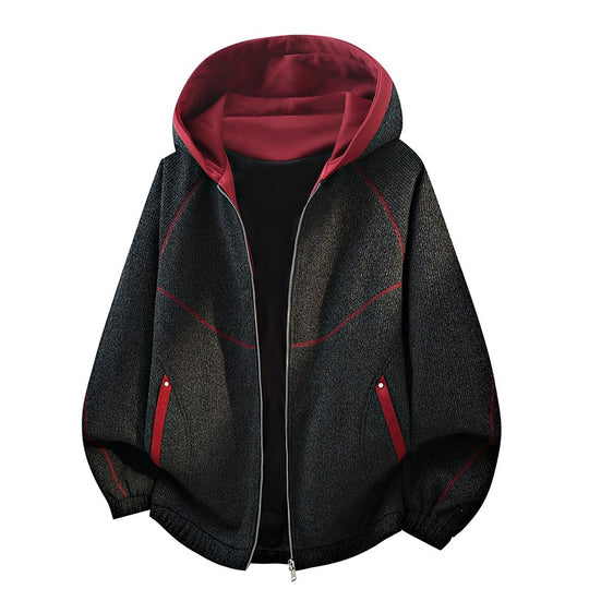 Damen Oversize-Struktur-Kapuzenjacke mit Kontrastfutter, durchgehendem Reißverschluss & Eingrifftaschen Nord Taschen