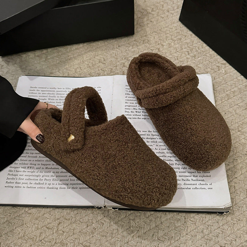 Damen Gefütterte Teddy-Pantoletten mit Umschlag und gepolstertem Komfortfußbett Nord Taschen