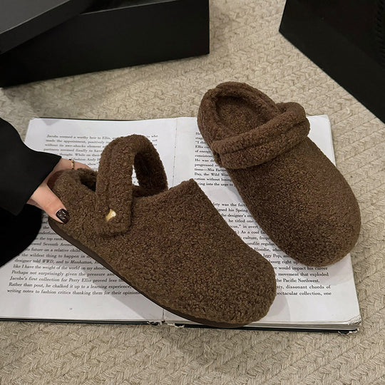 Damen Gefütterte Teddy-Pantoletten mit Umschlag und gepolstertem Komfortfußbett Nord Taschen