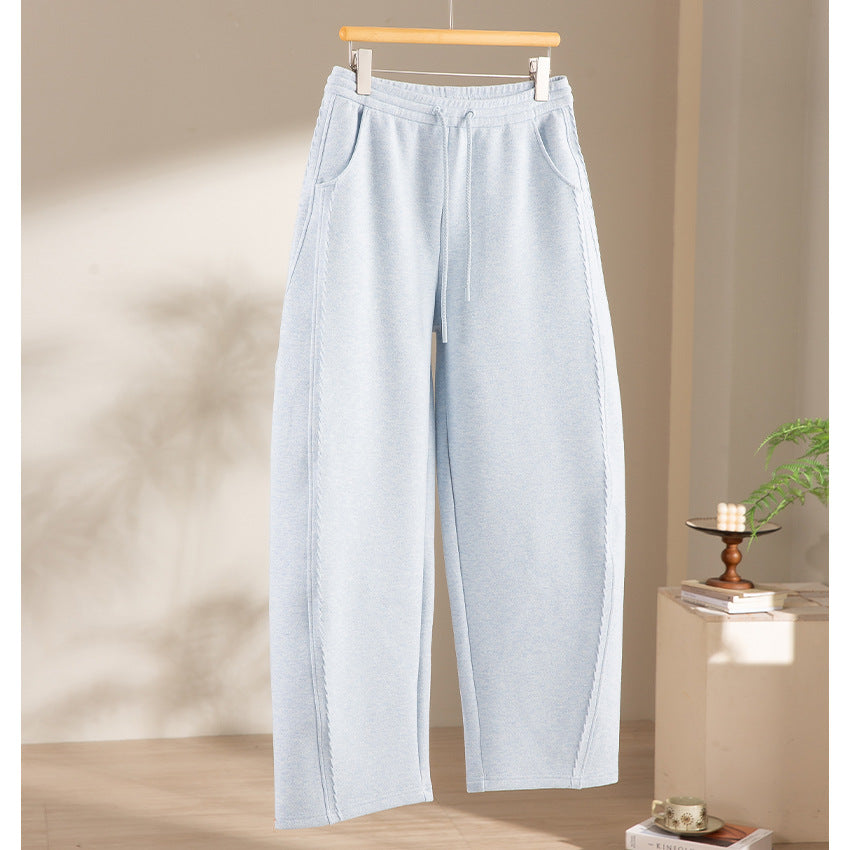 Damen Weiche High‑Waist Jogginghose aus Teddyfleece mit weitem Bein und Kordelzug Nord Taschen