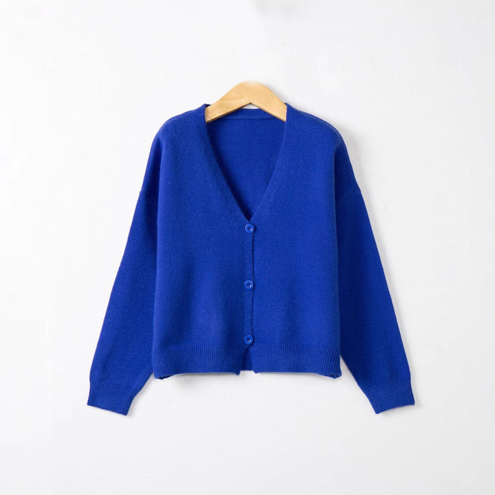 Damen Strickjacke mit V-Ausschnitt und Knopfdetails